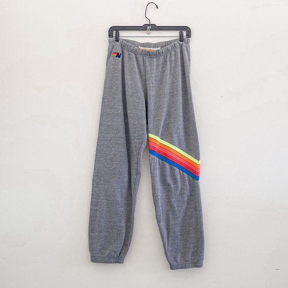 Aviator Nation Chevron 5 Stripe Sweatpants Gray L - Picture 3 of 7